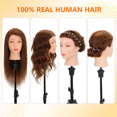 Treosida mannequin head curling practice with included styling tools.