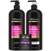 TRESemmé Amplified Volume Shampoo bottle shows root lift for fuller hair.