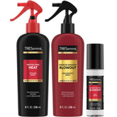 TRESemmé blowout set packshot with keratin spray, heat spray, silk serum