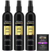 TRESemmé Extra Hold hairspray bottle showing long-lasting hold and frizz control