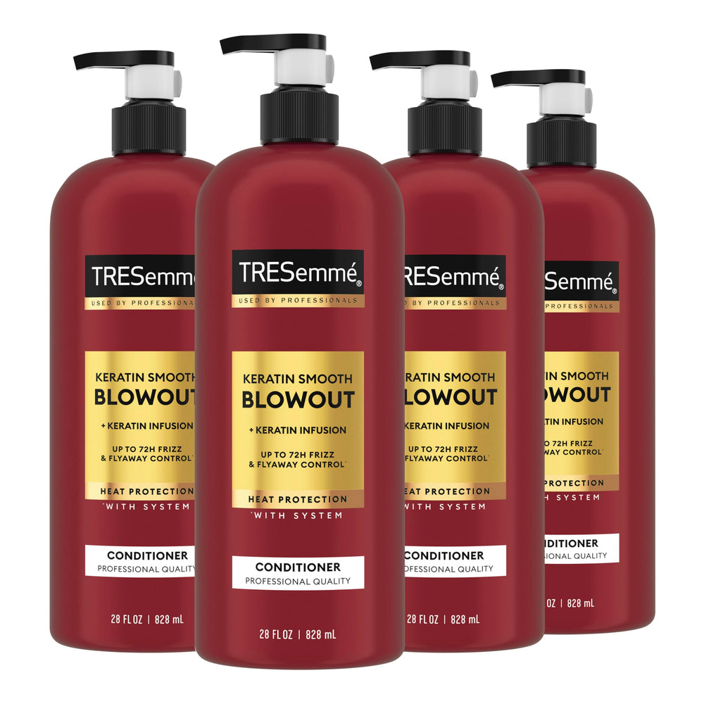 TRESemmé Keratin Smooth Conditioner bottle shows frizz control for sleek hair.