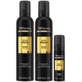 TRESemmé Shaping Mousse extra hold 2-pack bottle displays long-lasting style.