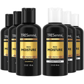 Tresemme Travel Essentials shampoo bottle shows moisture-rich formula for on-the-go care