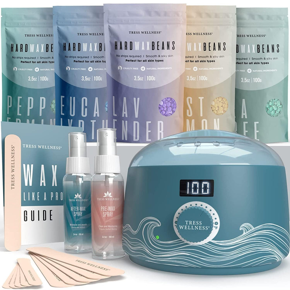 Tress Wellness waxing kit digital warmer display with adjustable temperature for wax sessions