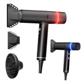 Tresses Touch hair dryer with diffuser angled for efficient drying and even airflow at home.