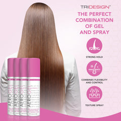 TRI Design Aerogel hairspray on shiny hair with lasting lift