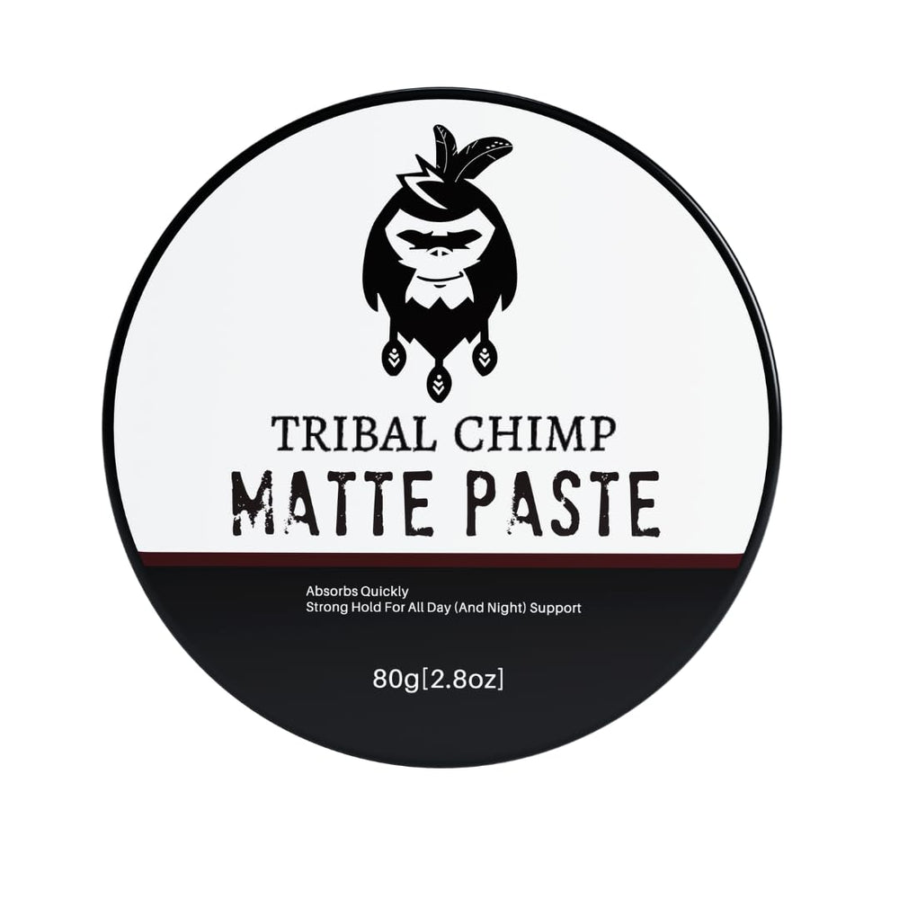 Tribal Chimp matte hair paste front view for versatile, comfortable matte look.