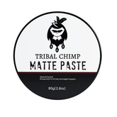 Tribal Chimp matte hair paste front view for versatile, comfortable matte look.