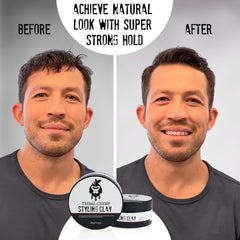 Tribal Chimp styling clay strong hold image shows all-day style potential