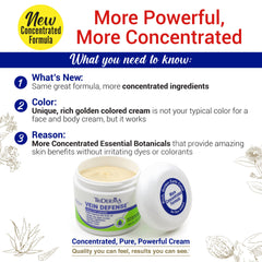 TriDerma Vein Defense cream closeup highlights creamy texture for facial and body use.