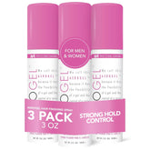 TRIDESIGN Aerogel bottle with spray hold for flexible styling and long-lasting lift.