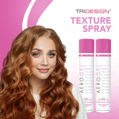 TRIDESIGN Aerogel hairspray finish delivers lasting shine on hair.