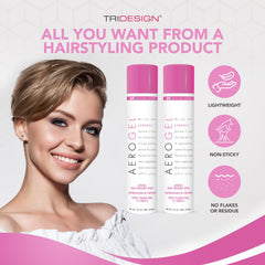 TRIDESIGN Aerogel hairspray demonstrates strong hold for defined styles.