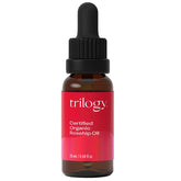 Trilogy rosehip oil bottle closeup highlights pure organic nourishment for skin