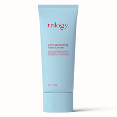 Trilogy Ultra Hydrating Face Cream bottle close-up showing intense moisture for dry skin