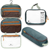 TRIPPED Toiletry Bag Kit hanging bag view keeps grooming items organized for easy access