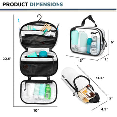 TRIPPED Toiletry Bag Set detachable clear bag emphasizes versatile travel security and shower use.