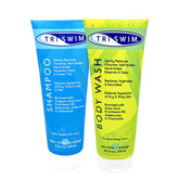 TRISWIM chlorine removal body wash bottle with Aloe Vera softening skin post-swim