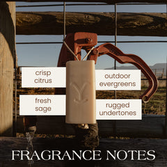 Tru Fragrance Beauty bunkhouse bar detail featuring cedarwood and patchouli notes