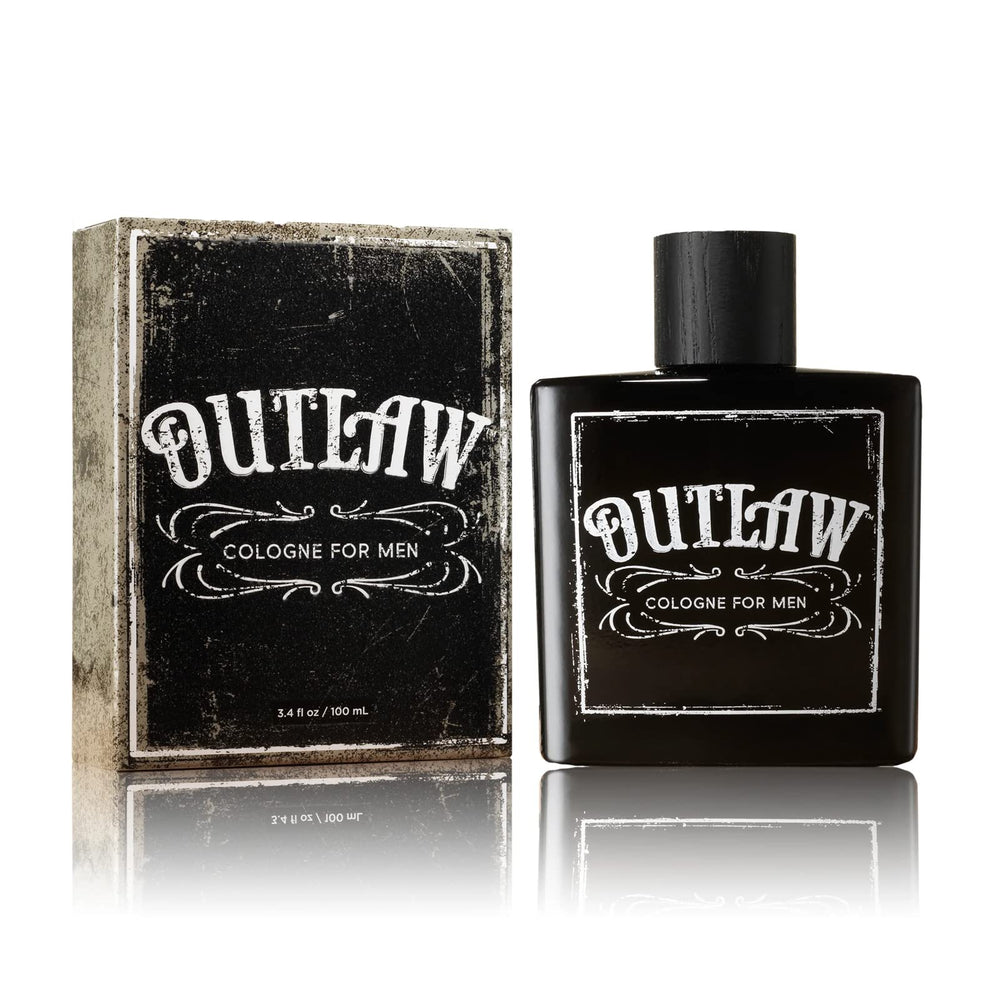 Tru Fragrance Beauty Outlaw bottle closeup showing refreshing bergamot and lavender.