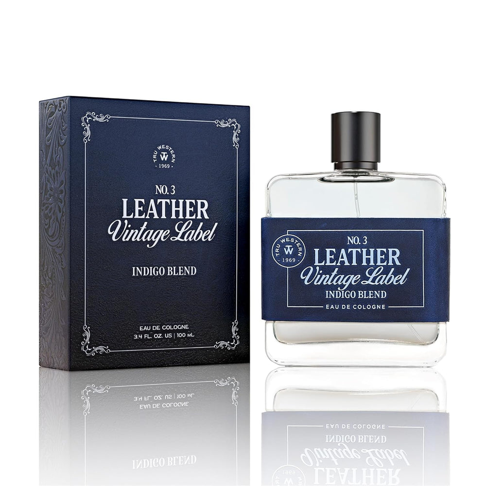 Tru Fragrance Leather No. 3 bottle on wood for daily wear.