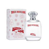 True Religion Hippie Chic bottle front shows a vibrant fruity floral scent for daytime wear.