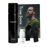 True Sons Hair Dye Foam application demonstrates quick, natural color for subtle gray coverage.