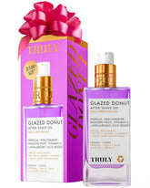 Truly Beauty Glazed Donut After Shave Oil jar closeup highlights moisturizing post-shave care