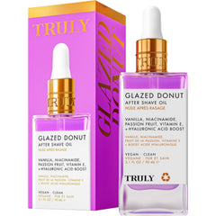 Truly Glazed Donut After Shave Oil bottle showing cooling hydration for post-shave skin