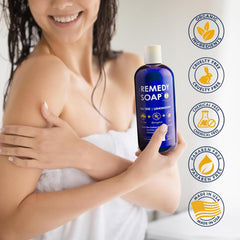 Lathering with Truremedy Naturals Tea Tree Lemongrass Body Wash creates a tingling, clean feel.