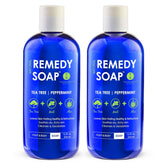 Truremedy Naturals Tea Tree Oil Body Wash front label shows pack of two for versatile cleansing.
