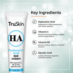 TruSkin Eye Cream glycolic-exfoliation smooths under-eye skin for a refreshed look.