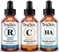 TruSkin Face Serum Trio packaging displays all three serums for a complete brightening routine.