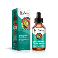 TruSkin facial serum bottle closeup shows ultralight texture for daily hydration.