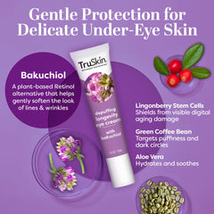 Creamy texture swatch of TruSkin Longevity Eye Cream demonstrates lightweight hydration