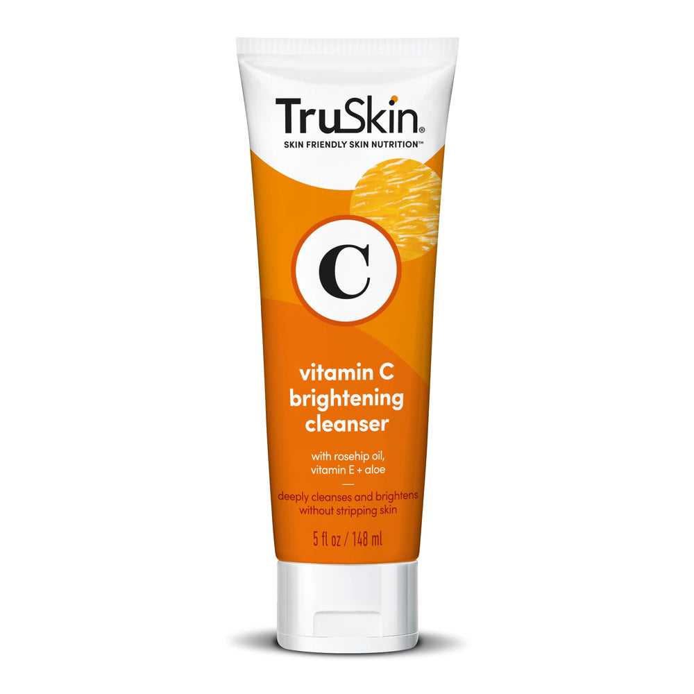 TruSkin Vitamin C Cleanser bottle close-up highlighting brightening formula for radiant skin.
