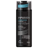 TRUSS Infusion bottle close-up showing premium restorative conditioner for dry hair