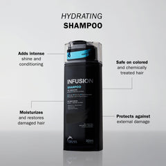 TRUSS Infusion Hair Shampoo rich lather demonstrates gentle daily cleansing.
