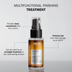 TRUSS Nutri Infusion pump-dispense demonstrates easy application for smooth, frizz-free styling.