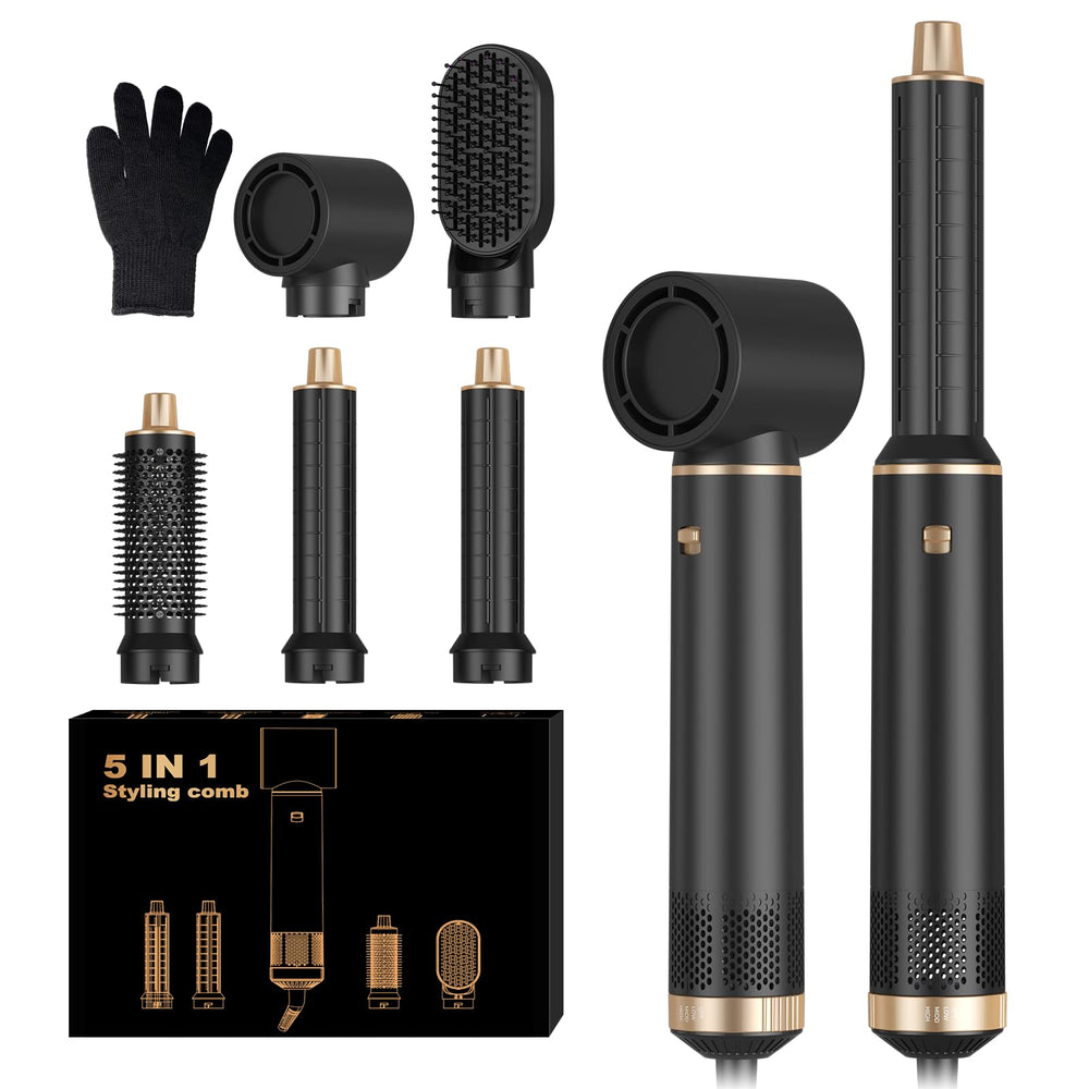 Trylater 5-in-1 hair dryer brush all-in-one tool demonstrates versatile styling options.