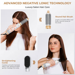 trylater blow dryer brush 5-in-1 ionic technology features for frizz control.