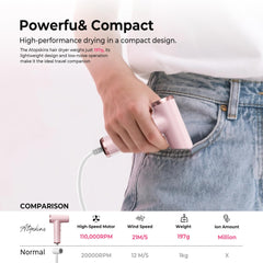 TryLater mini hair dryer in compact design for easy packing