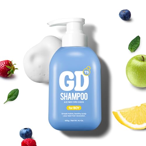 TS GD Shampoo bottle in blue, teen scalp care and daily use.