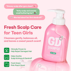 TS GD Shampoo for Teens foam shows light lather ideal for gentle cleansing