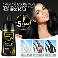 TSSPLUS Black Hair Dye Shampoo foam-lather highlights quick lather for gray coverage