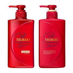 Tsubaki Moist Shampoo bottle delivering hydrating moisture for dry, flat hair and shine