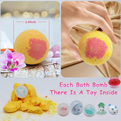 TTRWIN kids bath bombs with sea animal toys floating in a bubbly bath
