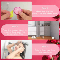 TTRWIN shower steamer melt-action showing no-mess design for easy cleanup.