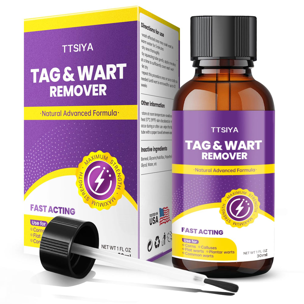 TTsiya Wart Remover bottle front view, compact and portable for on-the-go wart care.