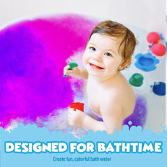 Tub Works Bath Color Fizzies dissolving red tablet in water, creating vibrant bath color.